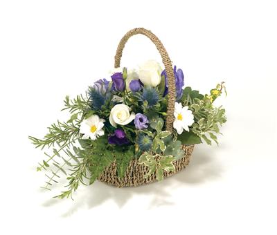 Funeral Basket  Purple, Blue & White