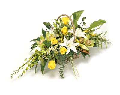 Funeral Basket LargeYellow & White